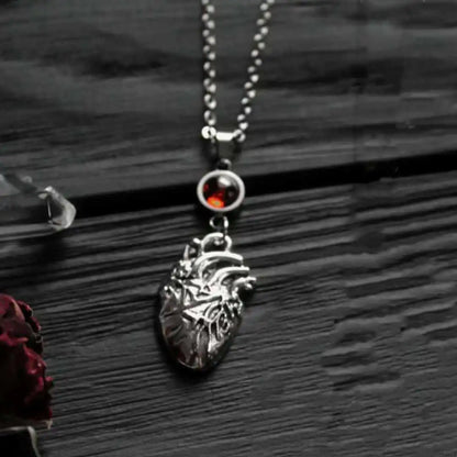 Gothic Hollow Heart Chest Organ Pendant Necklace – Punk Choker Unisex Jewelry