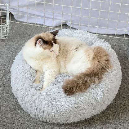 Self-Warming Round Pet Bed - Plush, Non-Slip Mat for Cats & Dogs - BeeTrendyShop.COM