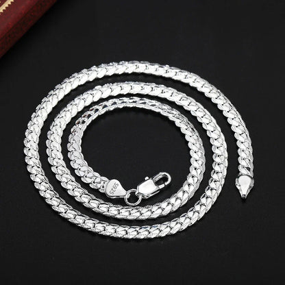 6mm Full Sideways Chain Necklace & Bracelet – 18K Gold & Silver Unisex Jewelry