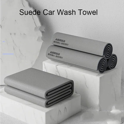 Car Wash Microfiber Towel – Double-Sided Suede & Coral Velour, Lint-Free