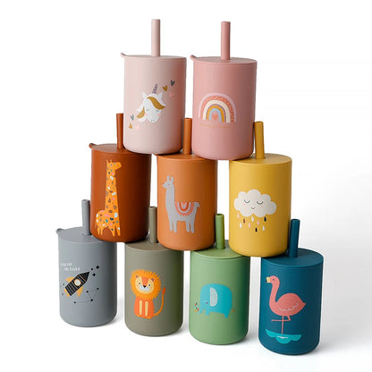 Baby Feeding Straw Cup – Anti-Hot Leakproof Silicone Toddler Water Bottle