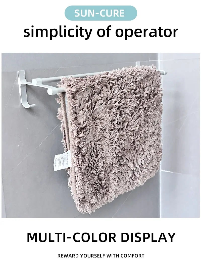 Modern Minimalist Solid Color Floor Mat, Square Long Plush, Thickened Absorbent Carpet, Bathroom Door Mat, Non Slip Mat - BeeTrendyShop.COM