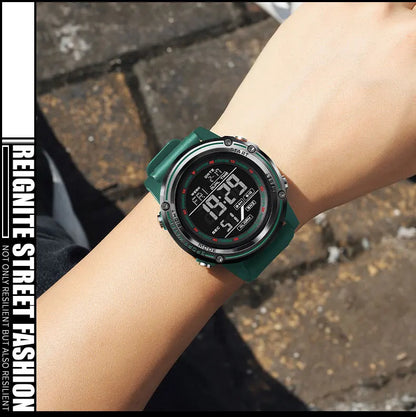 Men's Digital Sport Watch – 50M Waterproof, LED, Stopwatch, Military Tactical Wristwatch