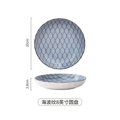 Japanese Ceramic Underglaze Rice Bowl – Colorful Tableware Dishes for Home & Restaurant