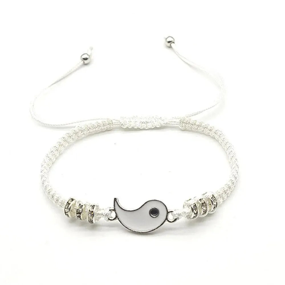 Couple Tai Chi Flip Bracelet Set – Black & White Adjustable Charm Bracelets (2 PCS)