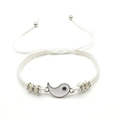 Couple Tai Chi Flip Bracelet Set – Black & White Adjustable Charm Bracelets (2 PCS)