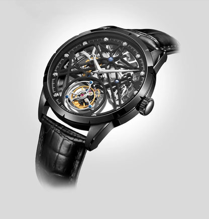 AESOP Flying Tourbillon Skeleton Mechanical Watch – Sapphire Mirror, Men's Luxury Timepiece