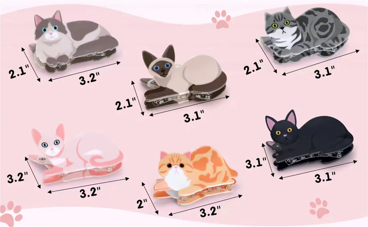 Cartoon Cat Hair Claw Clip – Cute Kids Hairpin for Girls (Party & School Gift)