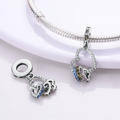 925 Sterling Silver Tree of Life & Peach Heart Charm Bead – Sweet Love DIY Jewelry