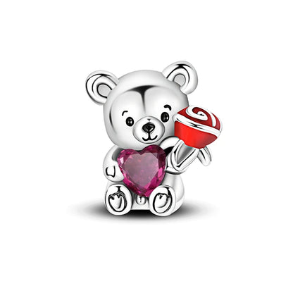 925 Sterling Silver Tree of Life & Peach Heart Charm Bead – Sweet Love DIY Jewelry