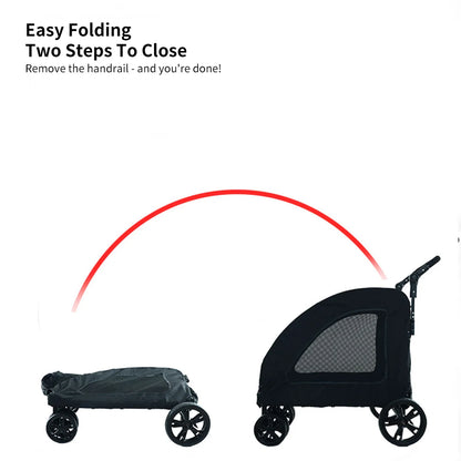 Medium and Large Dog Outing Stroller Pet Stroller Golden Hair Giant Dog Foldable Dog Assistance Car - BeeTrendyShop.COM