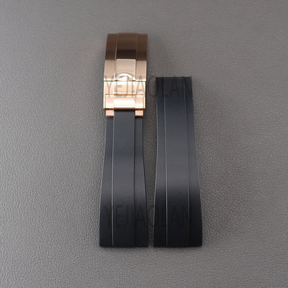 Silicone Watch Strap 20mm with Stainless Steel Buckle – Compatible with Rolex Daytona, SKY-DWELLER, YACHT-MASTER & NH35 Watches
