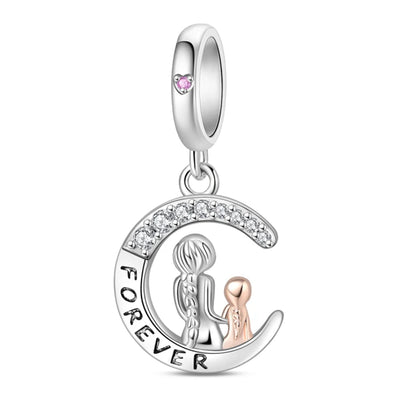 925 Sterling Silver Mom & Daughter Heart Charm – Mother's Day DIY Jewelry