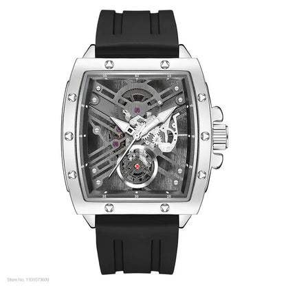 MEGIR & RUIMAS Quartz Watches for Men Military Sport Silicone Strap Wristwatch Tonneau Dial 3atm Waterproof Luminous Hands 310 - BeeTrendyShop.COM