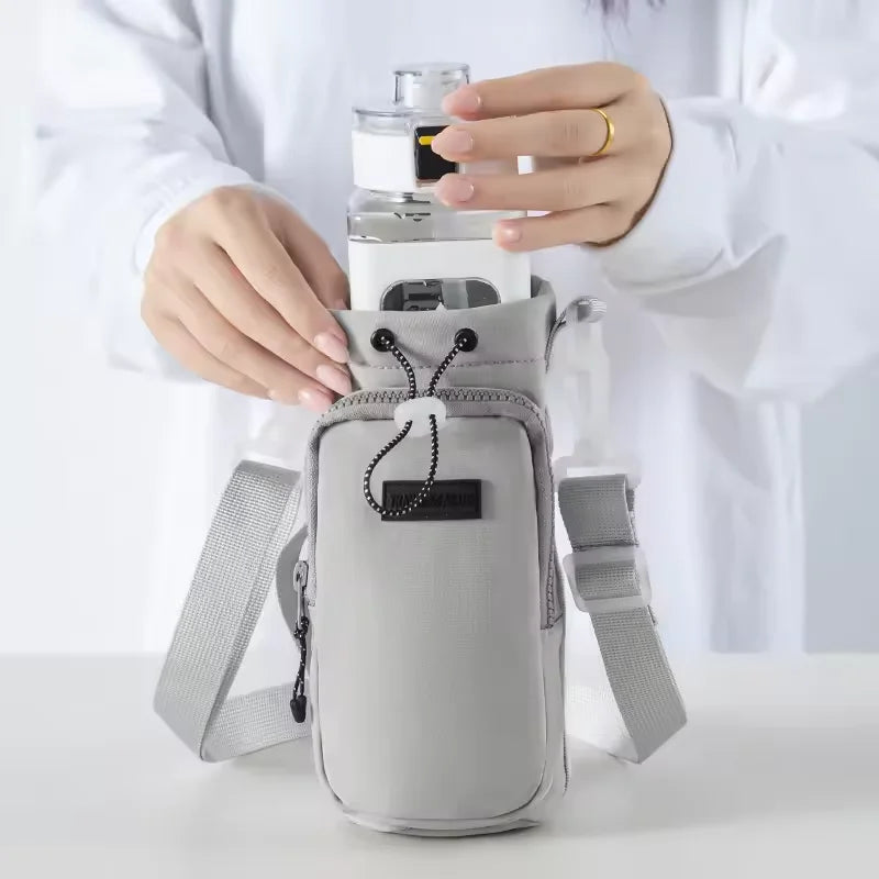 Portable Water Bottle Bag with Adjustable Shoulder Strap – Insulated Thermal Cup Sleeve Cover