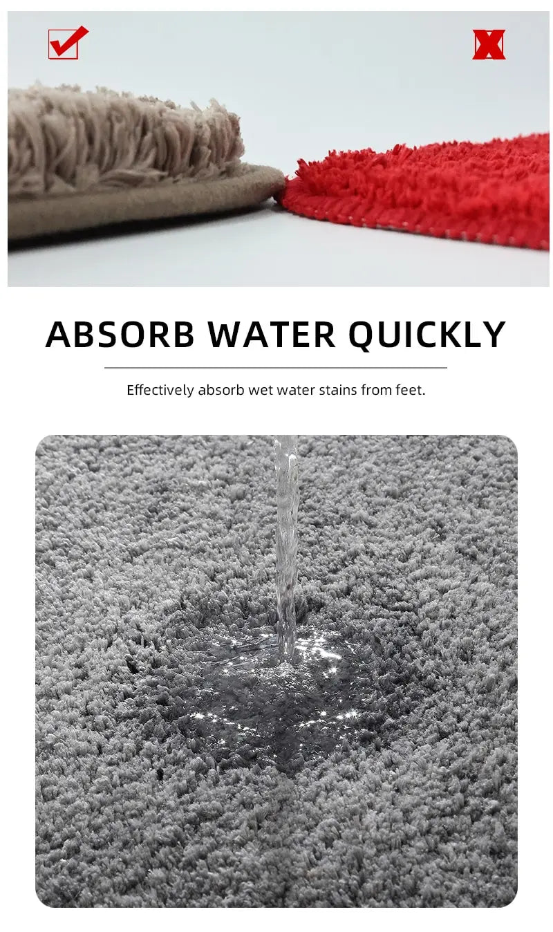 Modern Minimalist Solid Color Floor Mat, Square Long Plush, Thickened Absorbent Carpet, Bathroom Door Mat, Non Slip Mat - BeeTrendyShop.COM