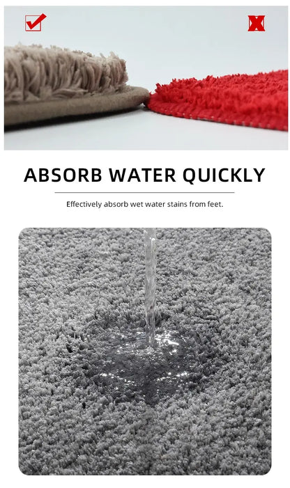 Modern Minimalist Solid Color Floor Mat, Square Long Plush, Thickened Absorbent Carpet, Bathroom Door Mat, Non Slip Mat - BeeTrendyShop.COM