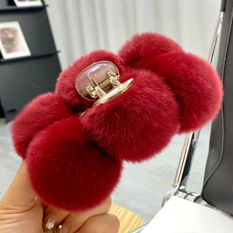 Furry Korean Hair Claw Clip – Fashion Barrette for Women