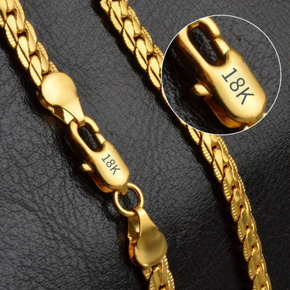 6mm Full Sideways Chain Necklace & Bracelet – 18K Gold & Silver Unisex Jewelry