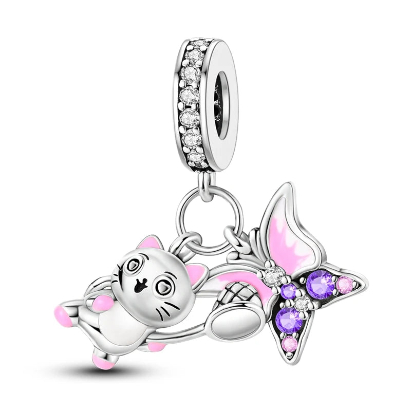 925 Silver Plating Colorful Butterfly Insect Animal Charms Beads Sparkling Zircon Fit Qikaola 925 Original Bracelets DIY Jewelry