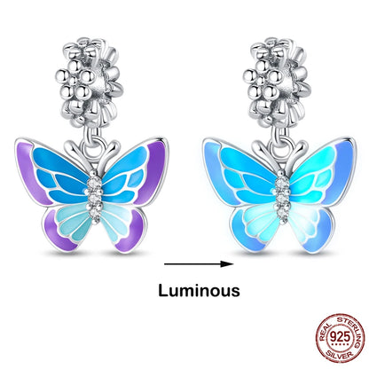 925 Sterling Silver Chameleon Luminous Butterfly Charm Bead – DIY Jewelry