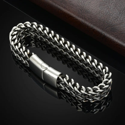 Stainless Steel Magnetic Buckle Bracelet – Fish Scale Braided Chain | Unisex