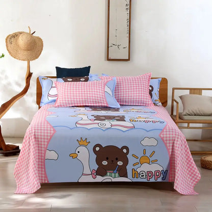Modern Polyester Cotton Flat Bed Sheet – Soft Bed Linen for Single, Queen & King Size (No Pillow Covers)