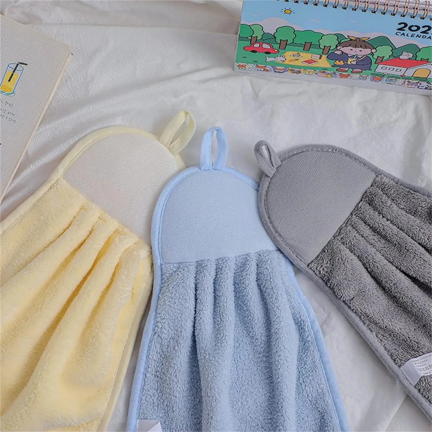 Cute Animal Kids Toddler Hand Towels for Home Bathroom Kitchen with Hanging Loop