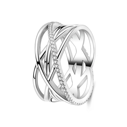 925 Sterling Silver Zircon Star Geometric Ring – Engagement Jewelry for Women