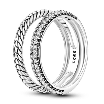 925 Sterling Silver Zircon Star Geometric Ring – Engagement Jewelry for Women