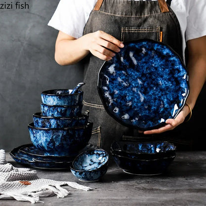 Creative Irregular Ceramic Tableware Set – Soup Bowl, Salad Bowl, Dessert & Fish Plate