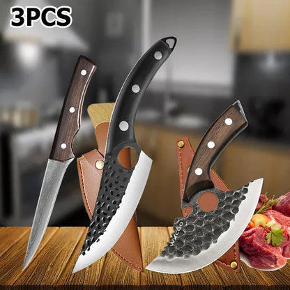 Handmade Forged Kitchen Knife Set – Multifunctional Chef Knives with Bottle Opener