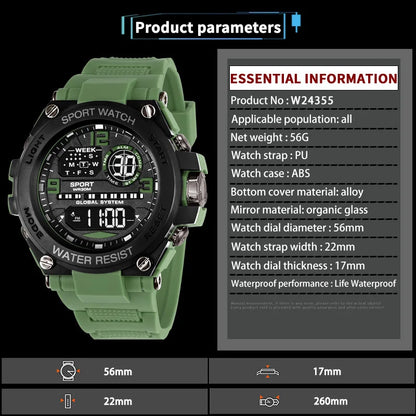 Top Luxury Electronic Watch for Man Outdoor Sport Watch Stopwatch Waterproof Calendar Digital Clock 24355 - BeeTrendyShop.COM
