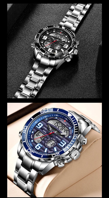Luxury Digital Sport Watch for Men – All Steel Military, Waterproof Quartz with Box