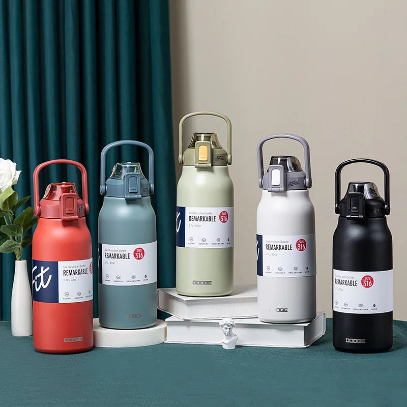 Large Capacity Stainless Steel Tumbler with Straw – Hot & Cold Vacuum Flask