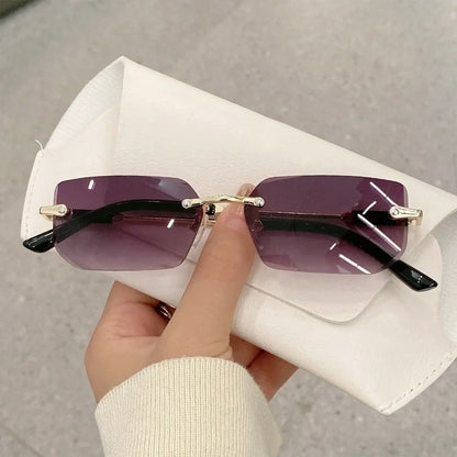 Retro Rimless Sunglasses – UV400 Frameless Designer Style for Men & Women