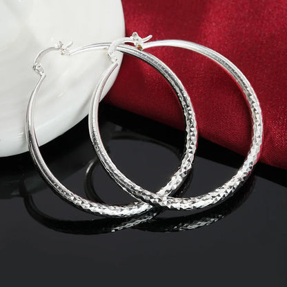 925 Sterling Silver 5cm Circle Hoop Earrings – Classic Fashion Jewelry for Women
