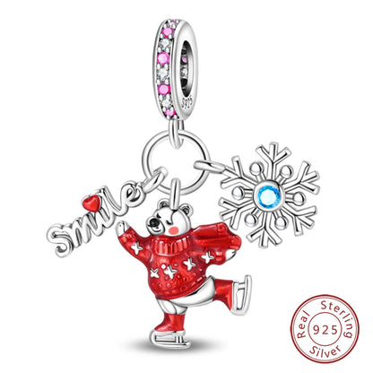 925 Sterling Silver Red Wine, Chili & Dumbbell Charm Bead – Fun DIY Jewelry