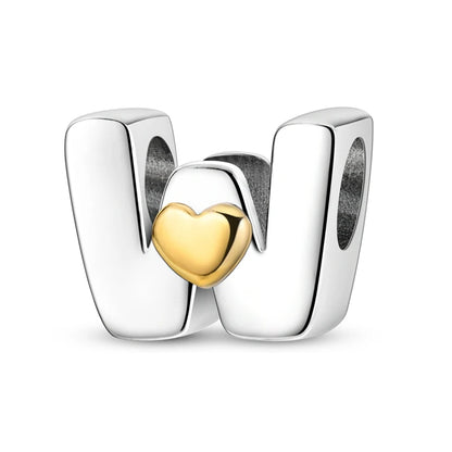 925 Sterling Silver A-Z Letter Charm Beads – Gold Alphabet DIY Birthday Jewelry