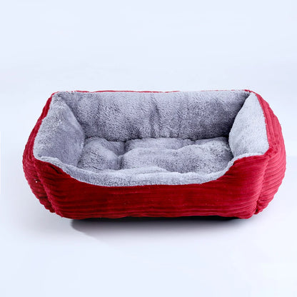 Plush Square Pet Bed - Calming Sofa Cushion for Cats & Small/Medium Dogs - BeeTrendyShop.COM