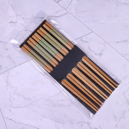 5-Pair Cute Multi-Color Bamboo Chopsticks Set – Non-Slip Household Wooden Tableware