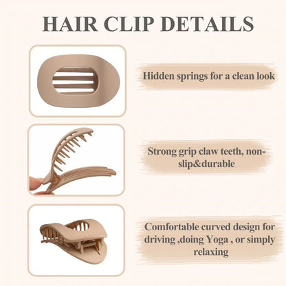 Flat Hair Claw Clip – French Korean Style Leopard Top Clip for Women