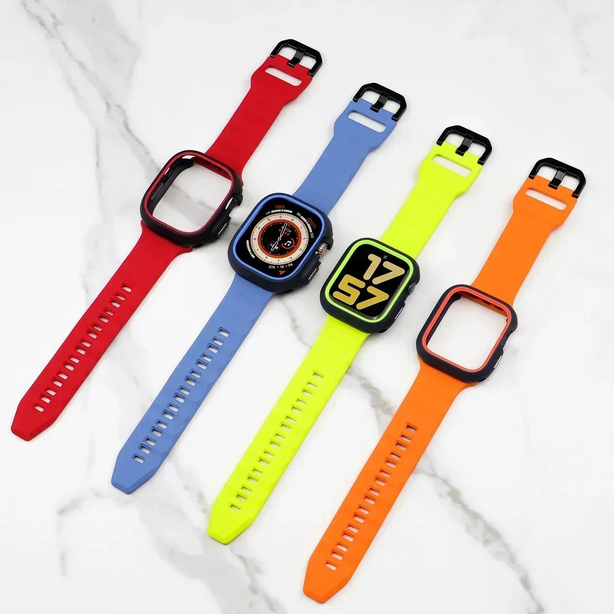 Silicone Sport Strap+Case for apple watch 9 8 7 6 SE 5 Ultra 2 Belt Bracelet Iwatch Series 49mm 45mm 41mm 44mm Protective Cover - BeeTrendyShop.COM