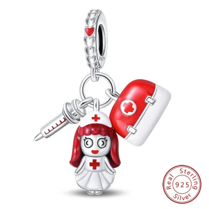 925 Sterling Silver Red Wine, Chili & Dumbbell Charm Bead – Fun DIY Jewelry