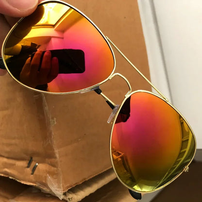 MOONBIFFY Pilot Round Sunglasses – Gradient Mirror UV400 for Men & Women
