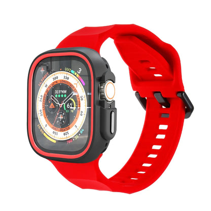 Smartwatch with a red band on a white background