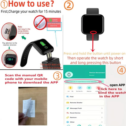 Smartwatch – Message Alerts, Fitness Monitor, Smart Bracelet, Birthday Gift for Men & Women