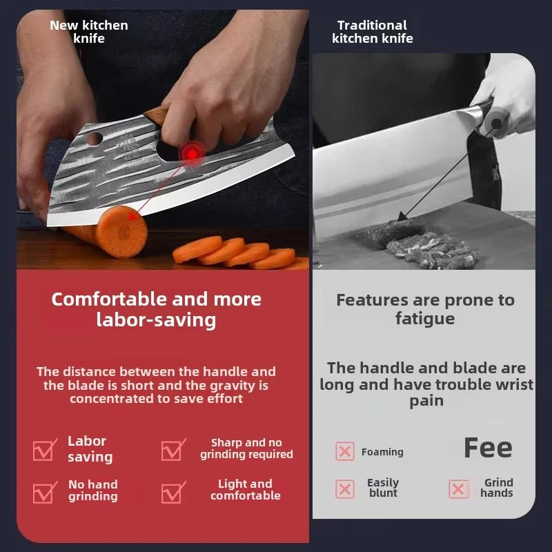 Effort Saving Chef Knife Butcher Cleaver Knife Household Vegetable Fruit Slicing Knife Stainless Steel Forged Knife For Kitchen