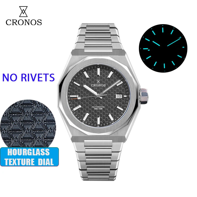 Cronos Luxury Men Watch For Men 39mm Skyline PT5000 SW200 Movement Automatic Wristwatches Sapphire 10ATM See-through Back L6028M