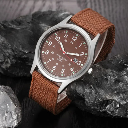 1pc / lot Cheap Watches For Men Fashion Nylon Band Military Army Sports Date Quartz Watch Erkek Barato Saat Reloj Hombre Black - BeeTrendyShop.COM